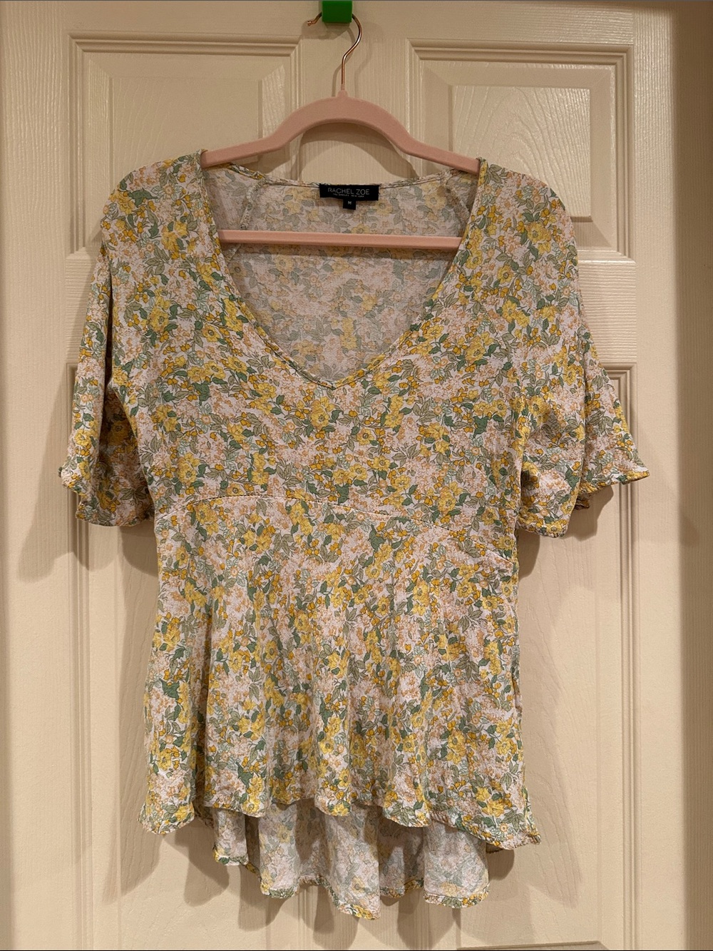 Rachel Zoe Floral V-Neck Peplum Blouse